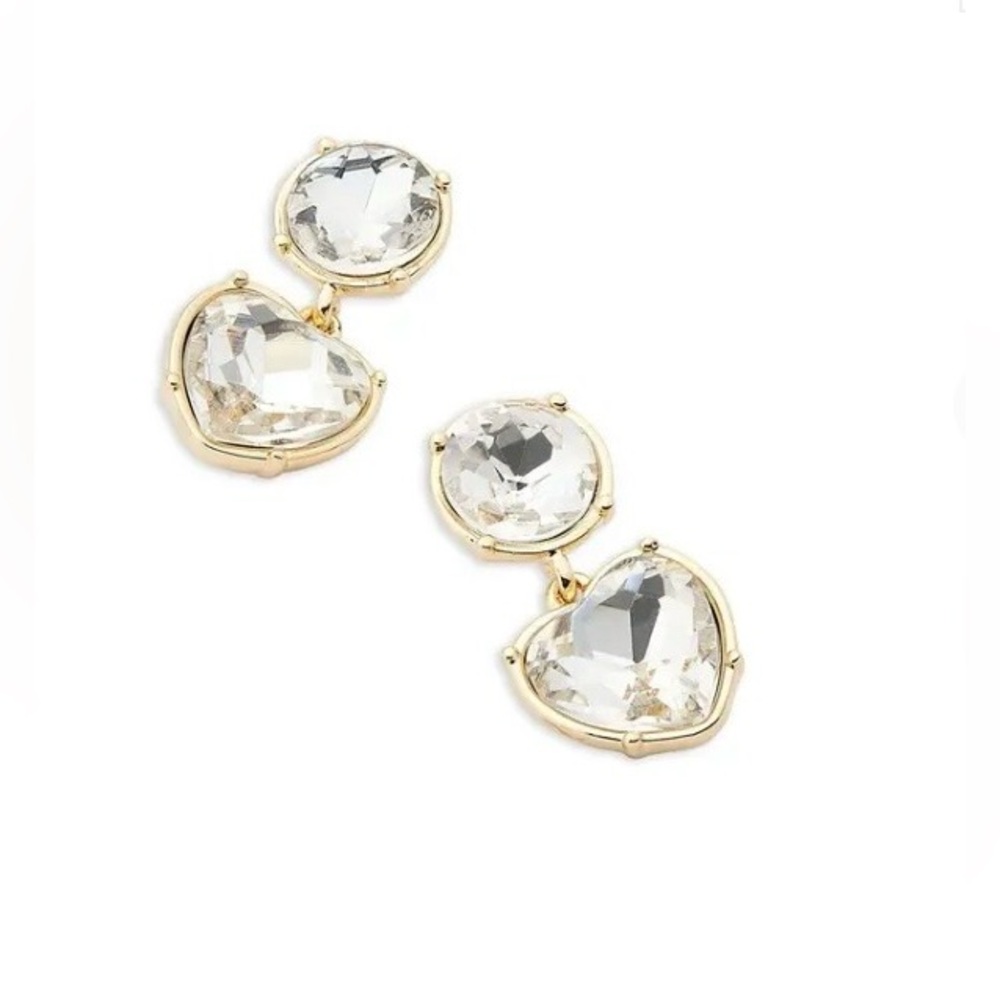 Aqua Gold Framed Heart Earrings